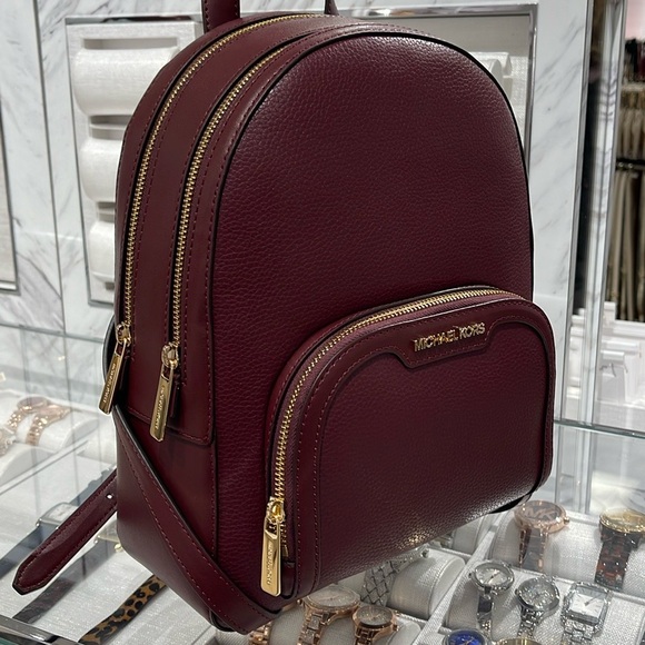 Michael Kors Jaycee Medium Pebbled Leather Backpack
 Oxblood/Golden 
NWT - Picture 1 of 16